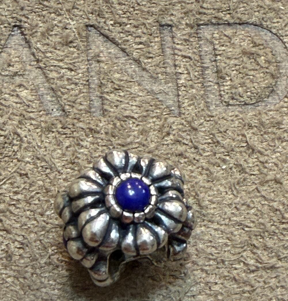 Pandora September Birthday Blooms Sterling Silver Charm Lapis Lazuli #790580LP